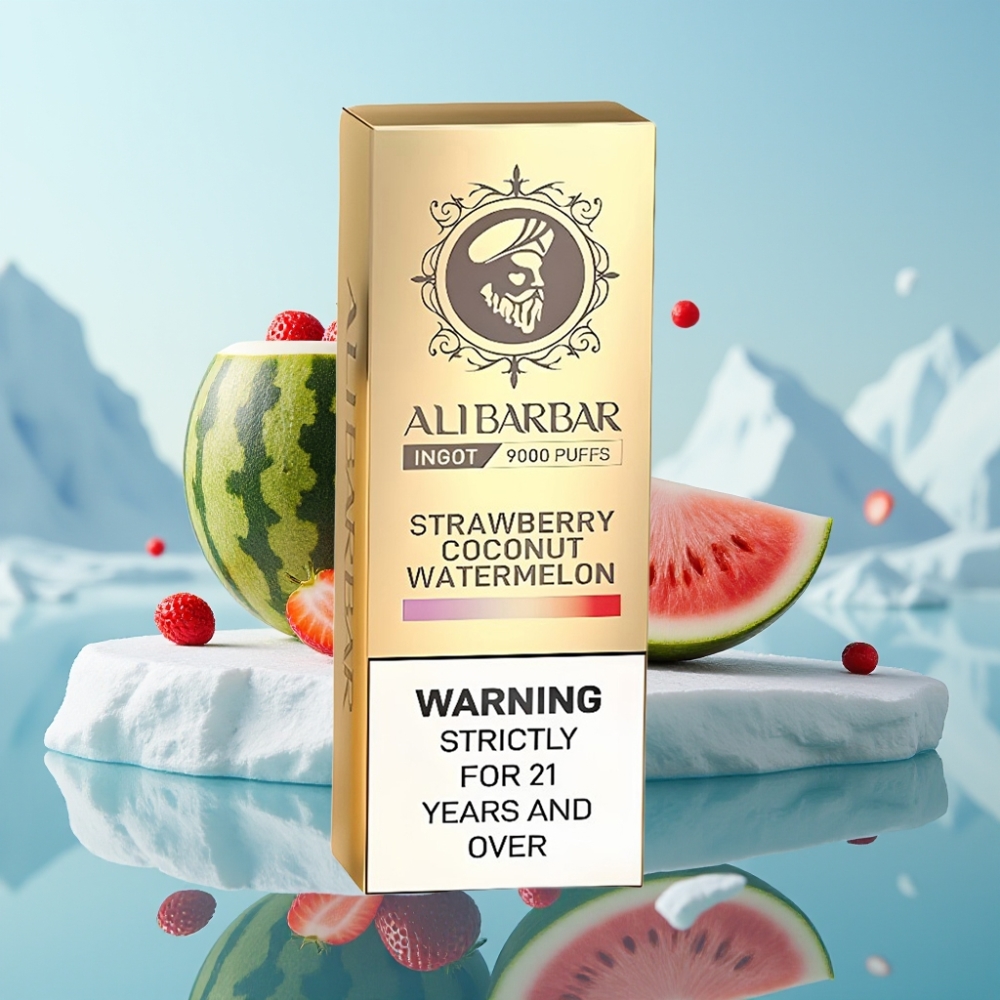 Alibarbar Ingot 9000 Puffs Vienreizlietojamais Vape Zemeņu Kokosriekstu Arbūzs 22ml 2350mAh