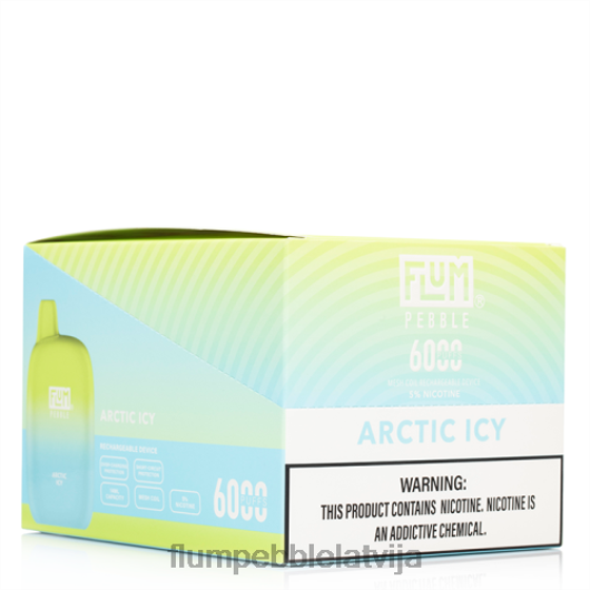 FLUM PEBBLES 6000 uzpūtienu 10 iepakojumi Flum Pebble Best Flavor artic ledains B2H2T6