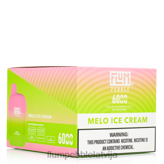 FLUM PEBBLES 6000 uzpūtienu 10 iepakojumi Flum Pebble Best Flavor melo saldējums B2H2T56