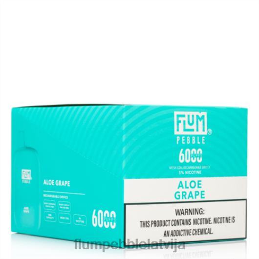 FLUM PEBBLES 6000 uzpūtienu 10 iepakojumi Flum Pebble Vape Latvija alvejas vīnoga B2H2T3