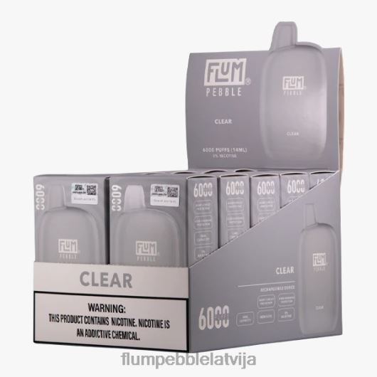 FLUM PEBBLES 6000 uzpūtienu 10 iepakojumi Flum Pebble Vape Latvija skaidrs B2H2T23