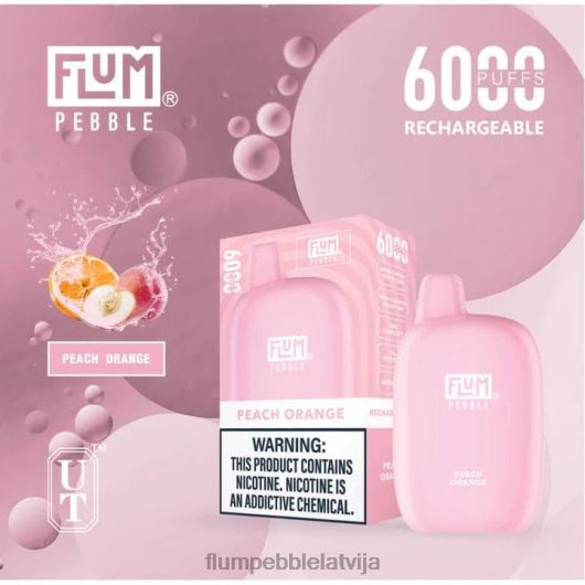 FLUM PEBBLES 6000 uzpūtienu Flum Pebble Vape Ingredients persiku ledains B2H2T60