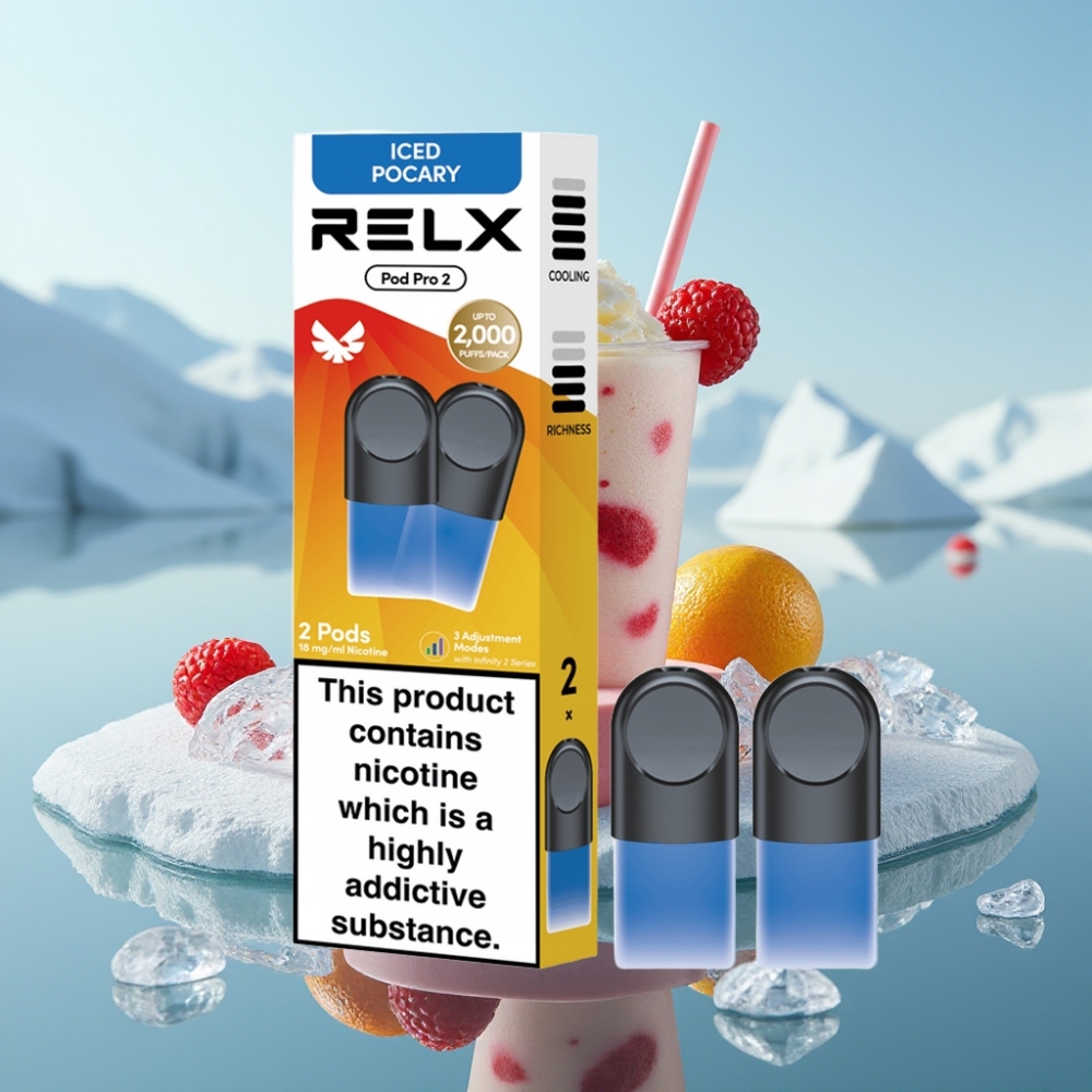 RELX Pod Pro 2 Iedzeršanas-Apledots Pokaŗš 18 Nikotīna 19ml 600 Iekšpūšanas