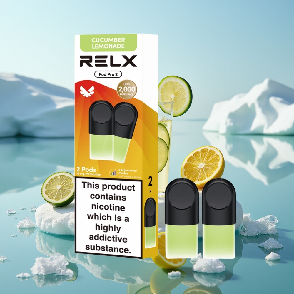 RELX Pod Pro 2 Iekārtas Podi Nikotīns 18 Dzēriens-Gurķu Limonāde 600 pūtiens 19ml