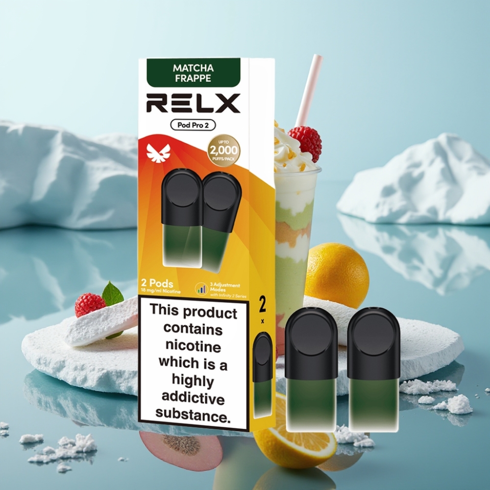 RELX Pod Pro 2 Tēja-Matcha Frappe 18 Nikotīna 19ml 600 Pūķi