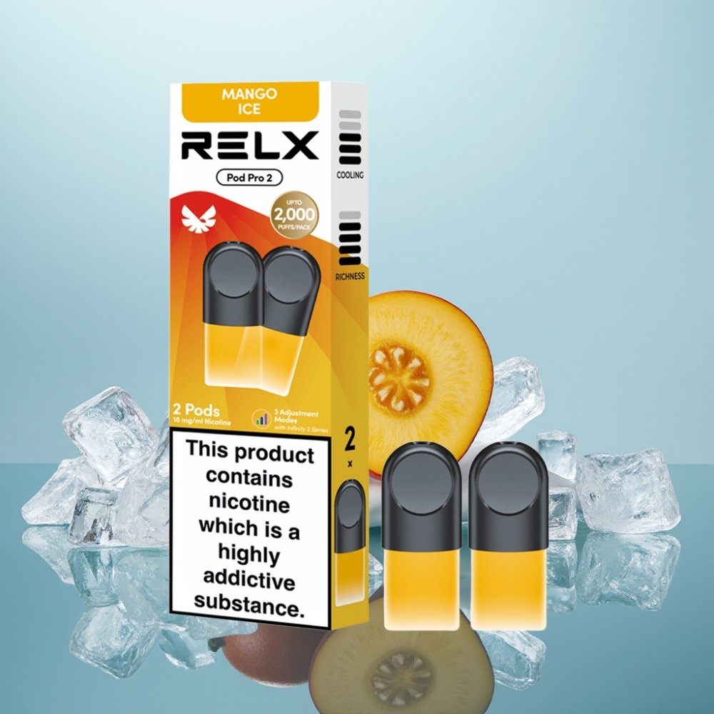 RELX Pod Pro 2 Vape ierīce ar 18 nikotīna mango ledus garšu 19ml 600 piepildījumi