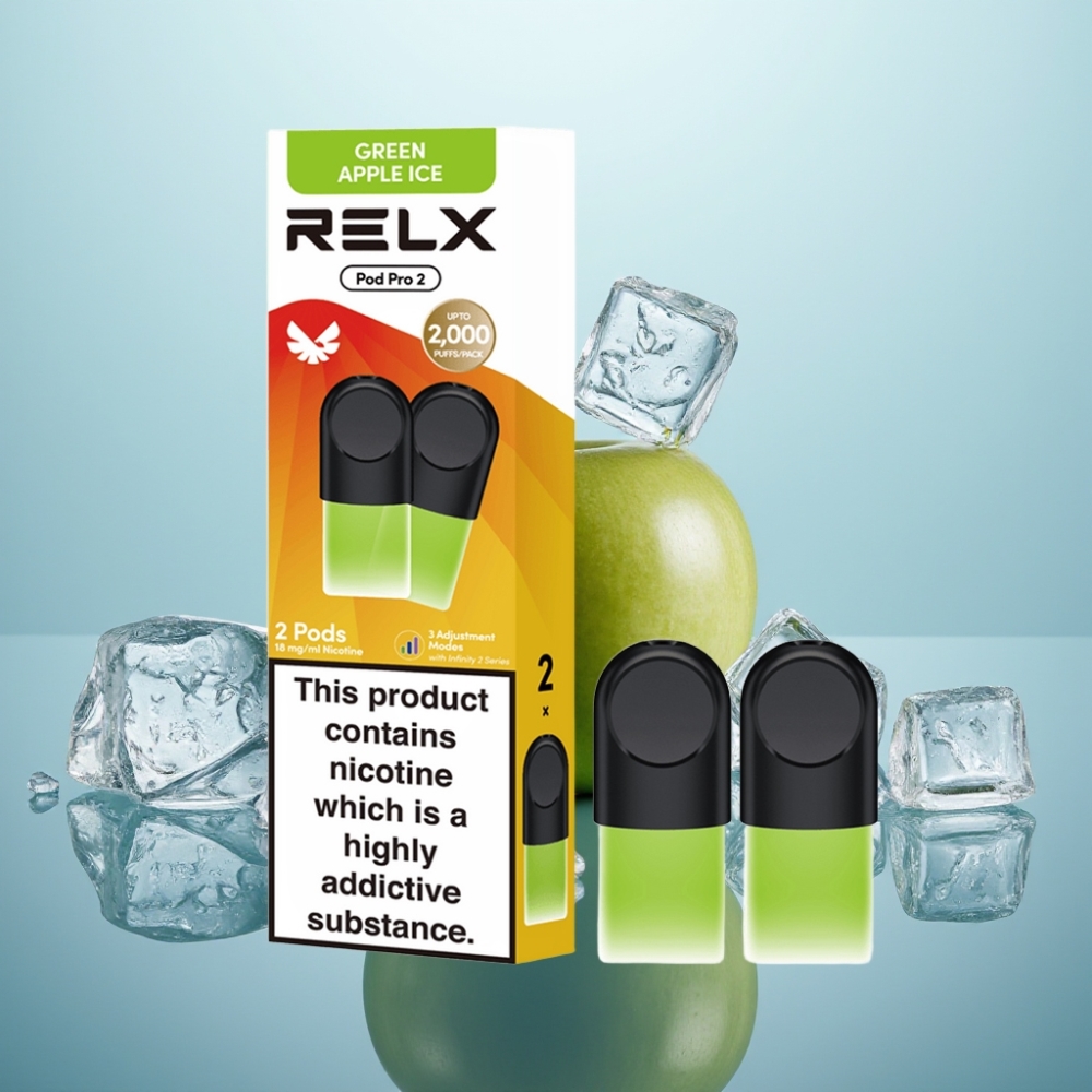RELX Pod Pro 2 Zaļā ābola ledus 18 nikotīna 19ml 600 pūtiens