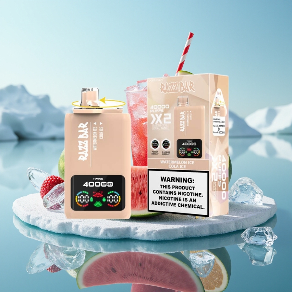 Razz Bar 40000 Puffs Vienreizlietojamais Vape ARBŪZU LEDUS  KOLAS LEDUS