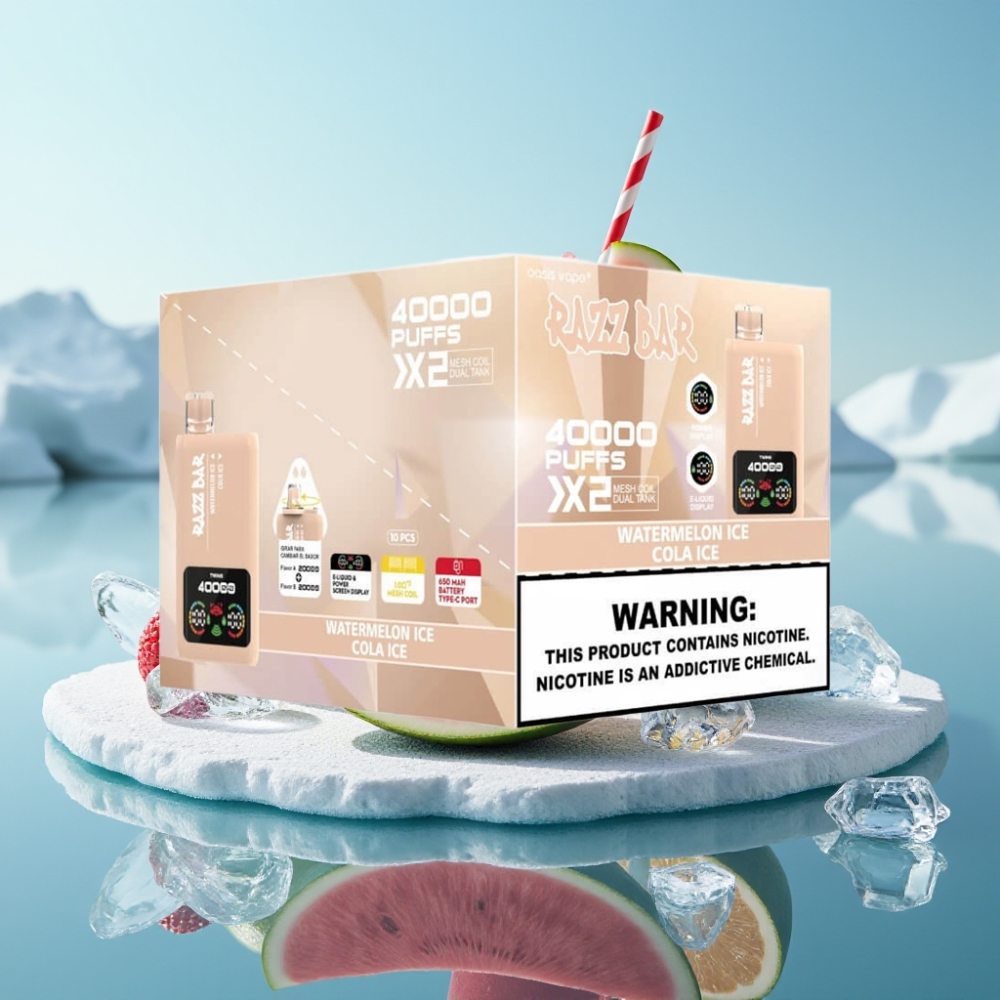 Razz Bar 40000 Puffs Vienreizlietojamais Vape ARBŪZU LEDUS  KOLAS LEDUS