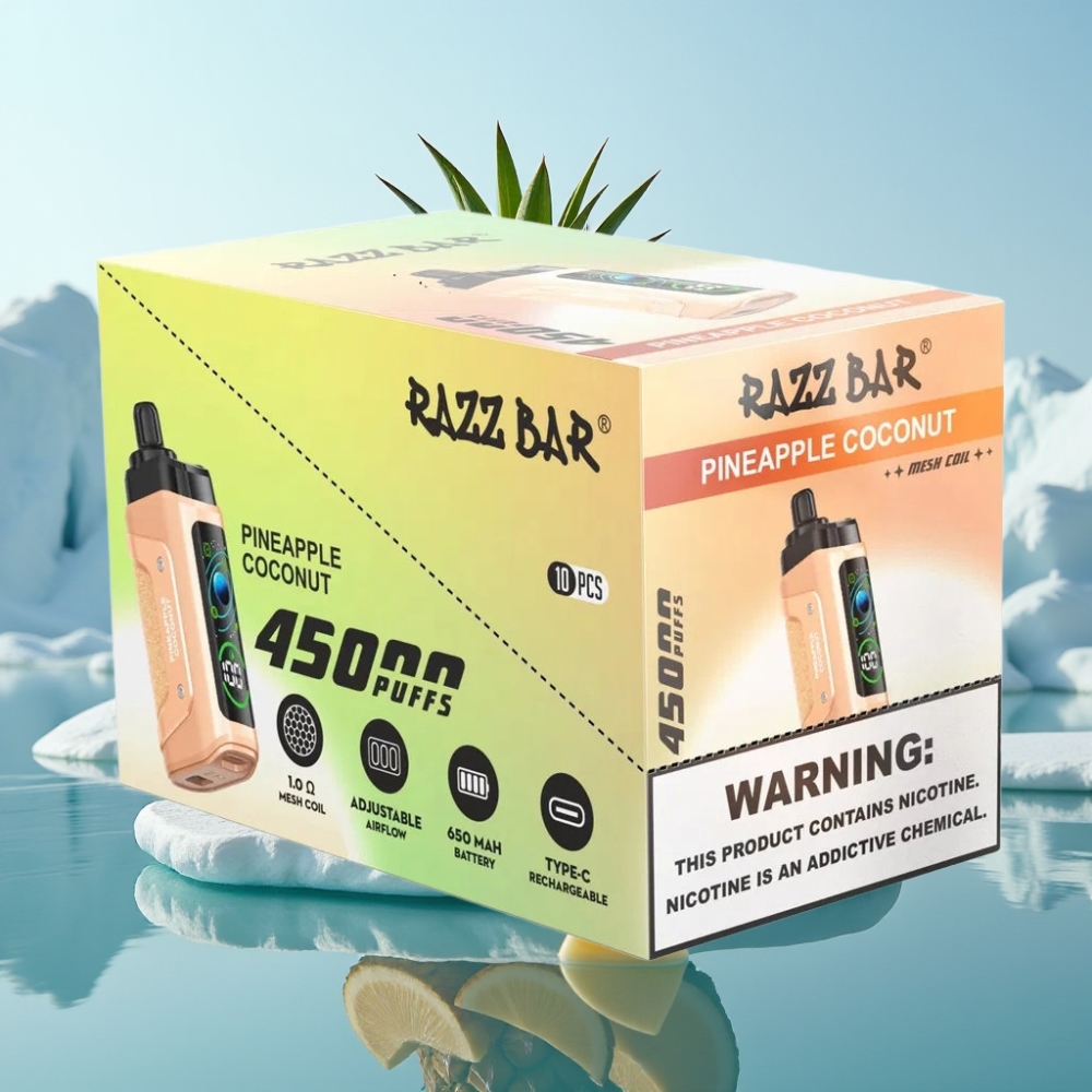 Razz Bar 45000 Puffs Vienreizlietojamais Vape Ananāsu Kokosrieksts