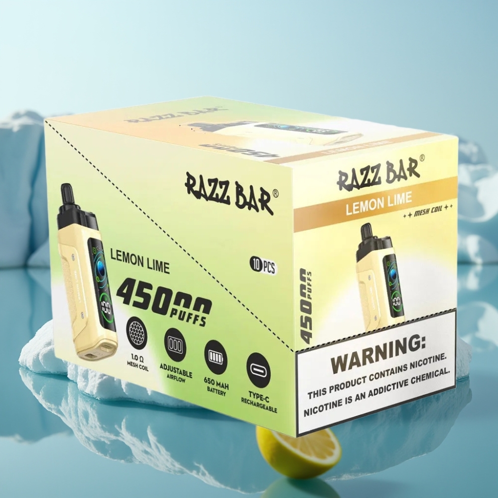 Razz Bar 45000 Puffs Vienreizlietojamais Vape Citrons un Laima
