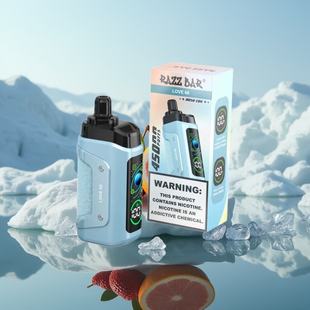 Razz Bar 45000 Puffs Vienreizlietojamais Vape Mīla 66 ar 10 Ohm Mesh Coil un Type-C Uzlādi