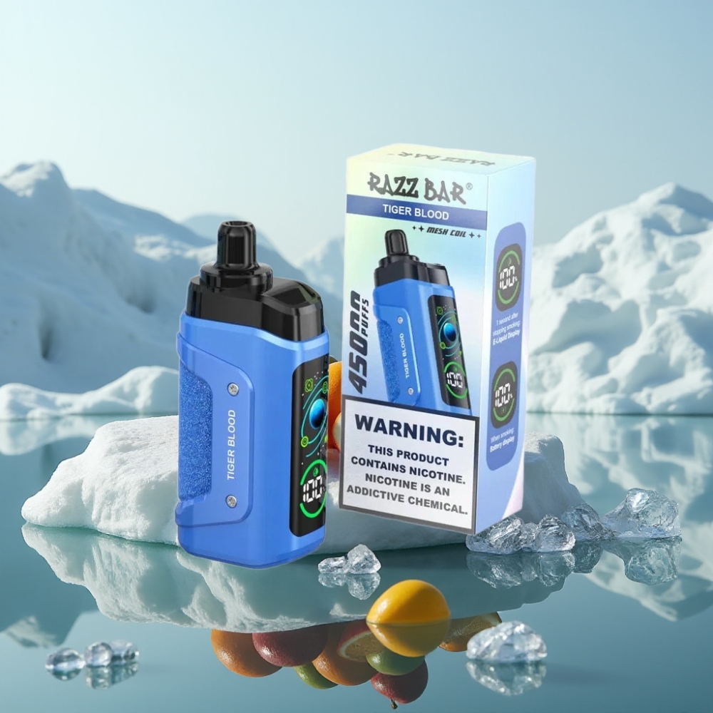 Razz Bar 45000 Puffs Vienreizlietojamais Vape Tīģera Asinis ar 10 Ohm Mesh Coil un Type-C Uzlādi
