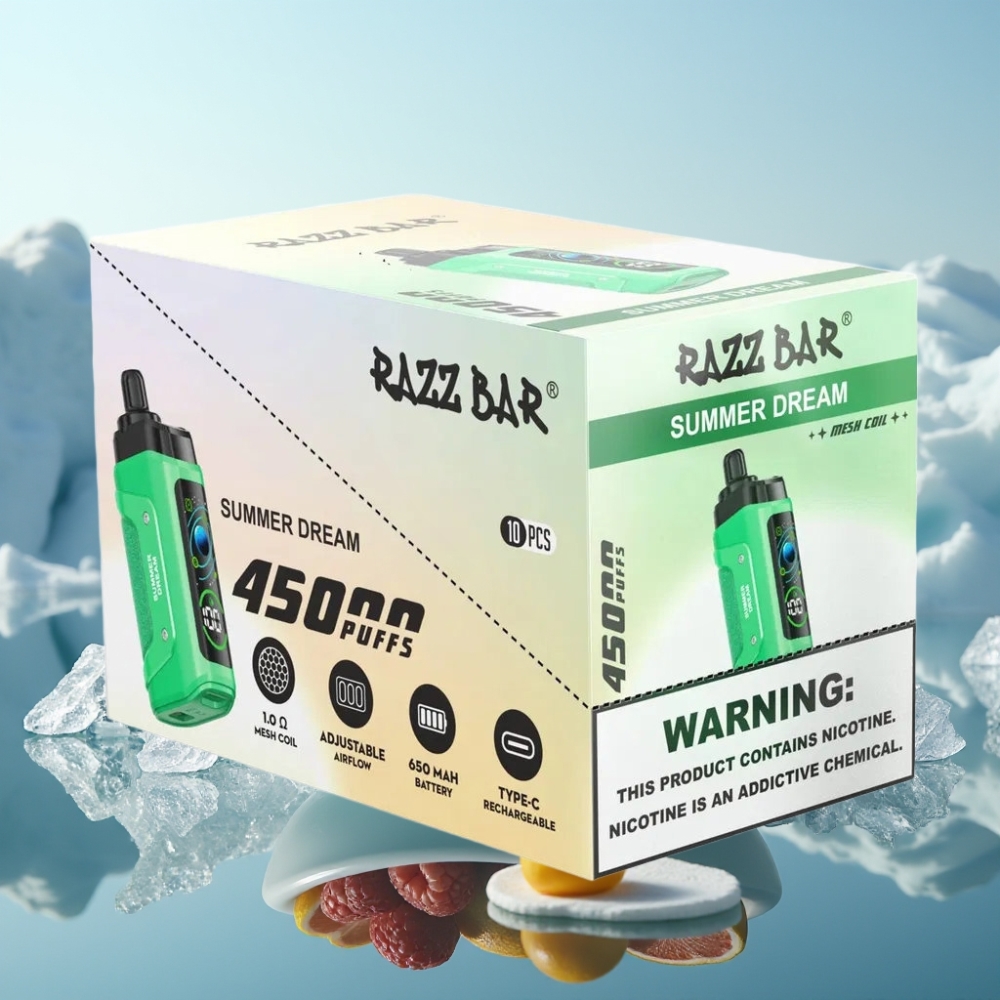 Razz Bar 45000 Puffs Vienreizlietojamais Vape Vasaras Sapnis