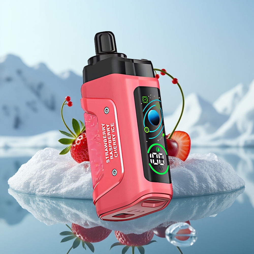 Razz Bar 45000 Puffs Vienreizlietojamais Vape Zemene Ķiršu Ledus ar 10 Ohm Mesh Coil un Adjustable Airflow