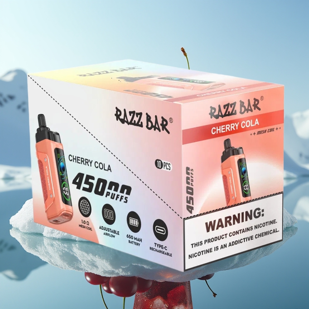 Razz Bar 45000 Puffs Vienreizlietojamais Vape Ķiršu Kola