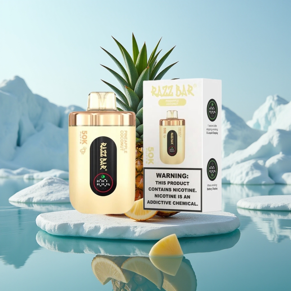 Razz Bar 50K Puffs Vienreizlietojamais Vape Ananāsu Kokosrieksts