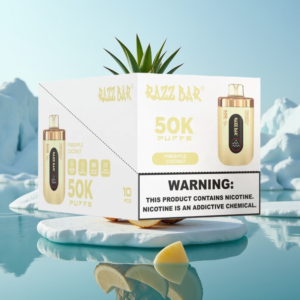 Razz Bar 50K Puffs Vienreizlietojamais Vape Ananāsu Kokosrieksts