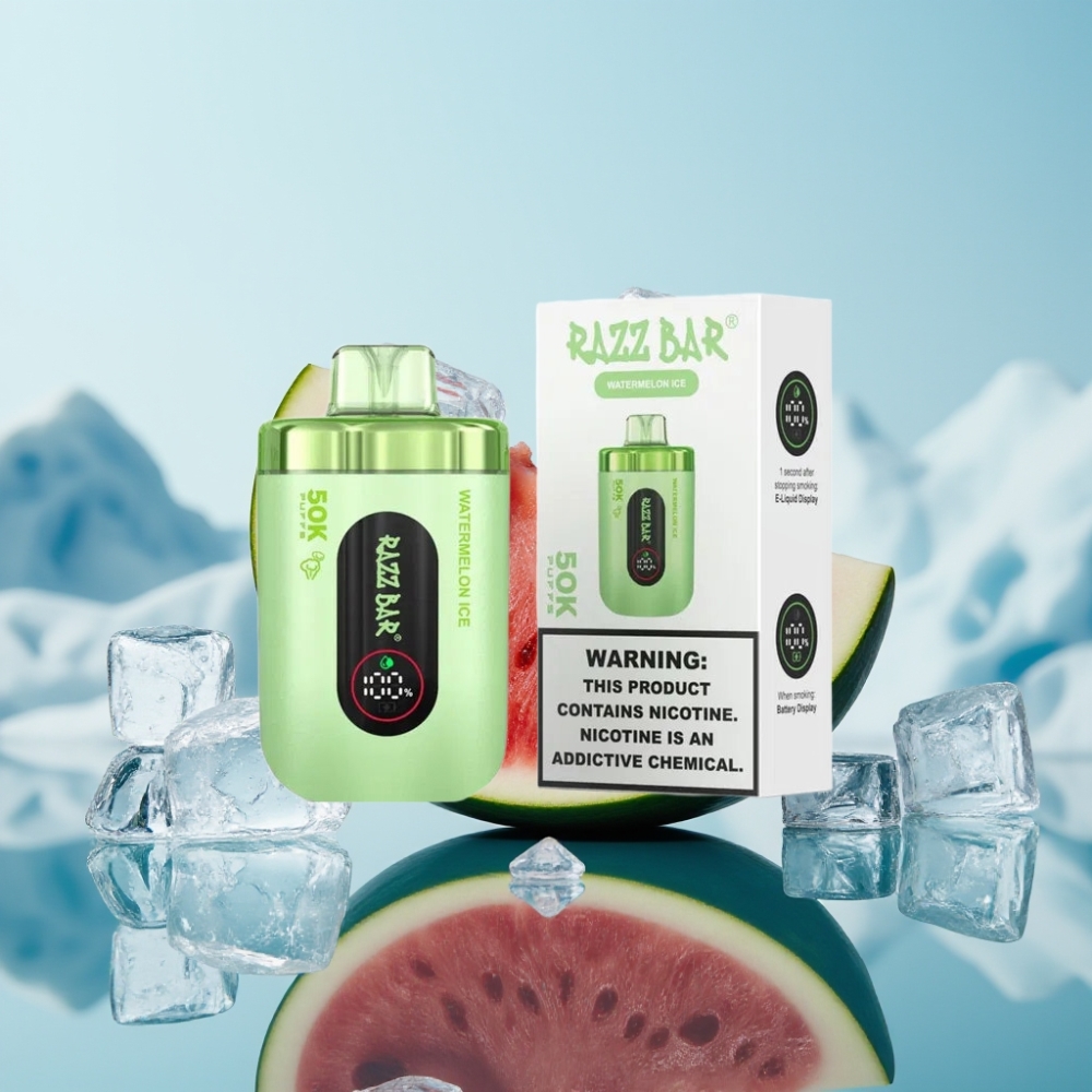 Razz Bar 50K Puffs Vienreizlietojamais Vape Arbūzu Ledus