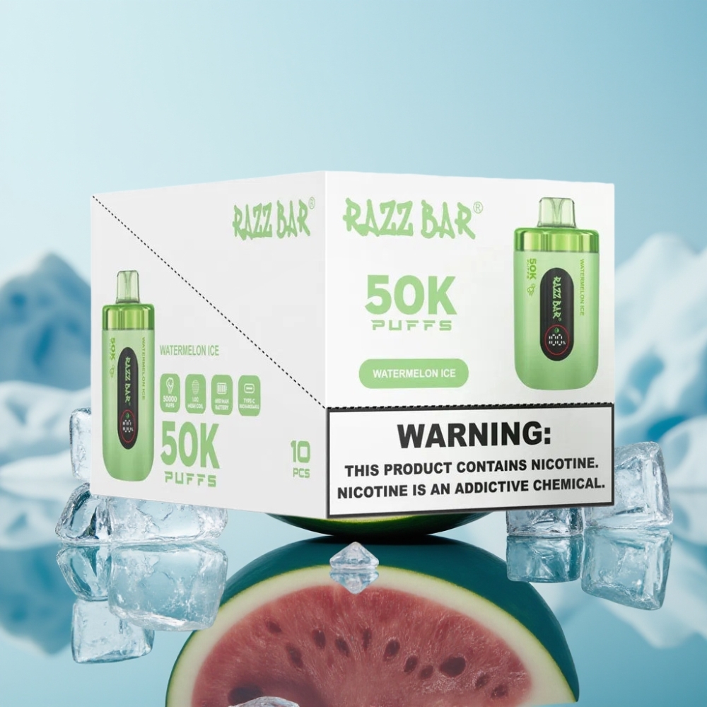 Razz Bar 50K Puffs Vienreizlietojamais Vape Arbūzu Ledus