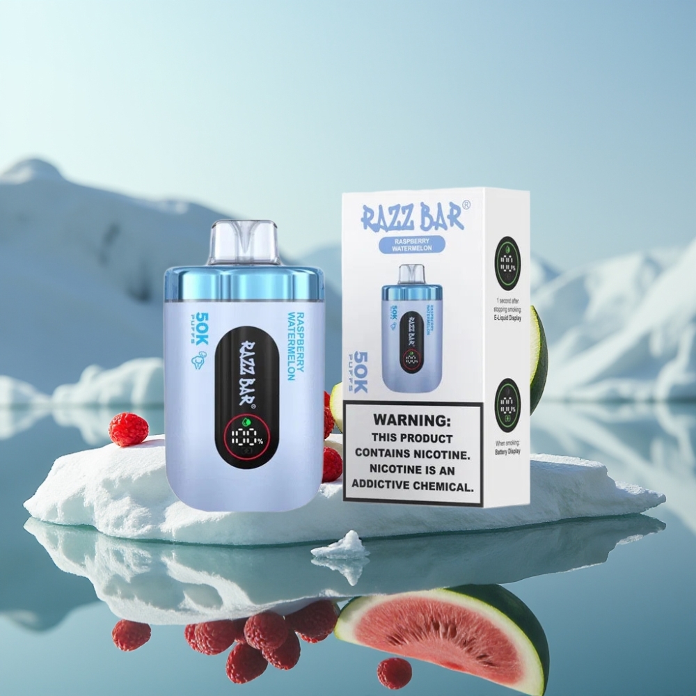 Razz Bar 50K Puffs Vienreizlietojamais Vape Aveņu Arbūzs un 10 Ohm Mesh Coil