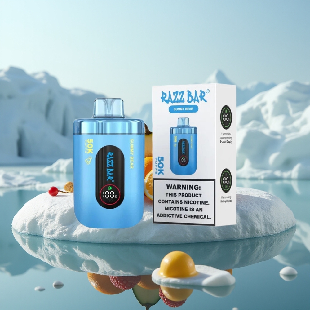 Razz Bar 50K Puffs Vienreizlietojamais Vape Lāču Sīrupa Garša