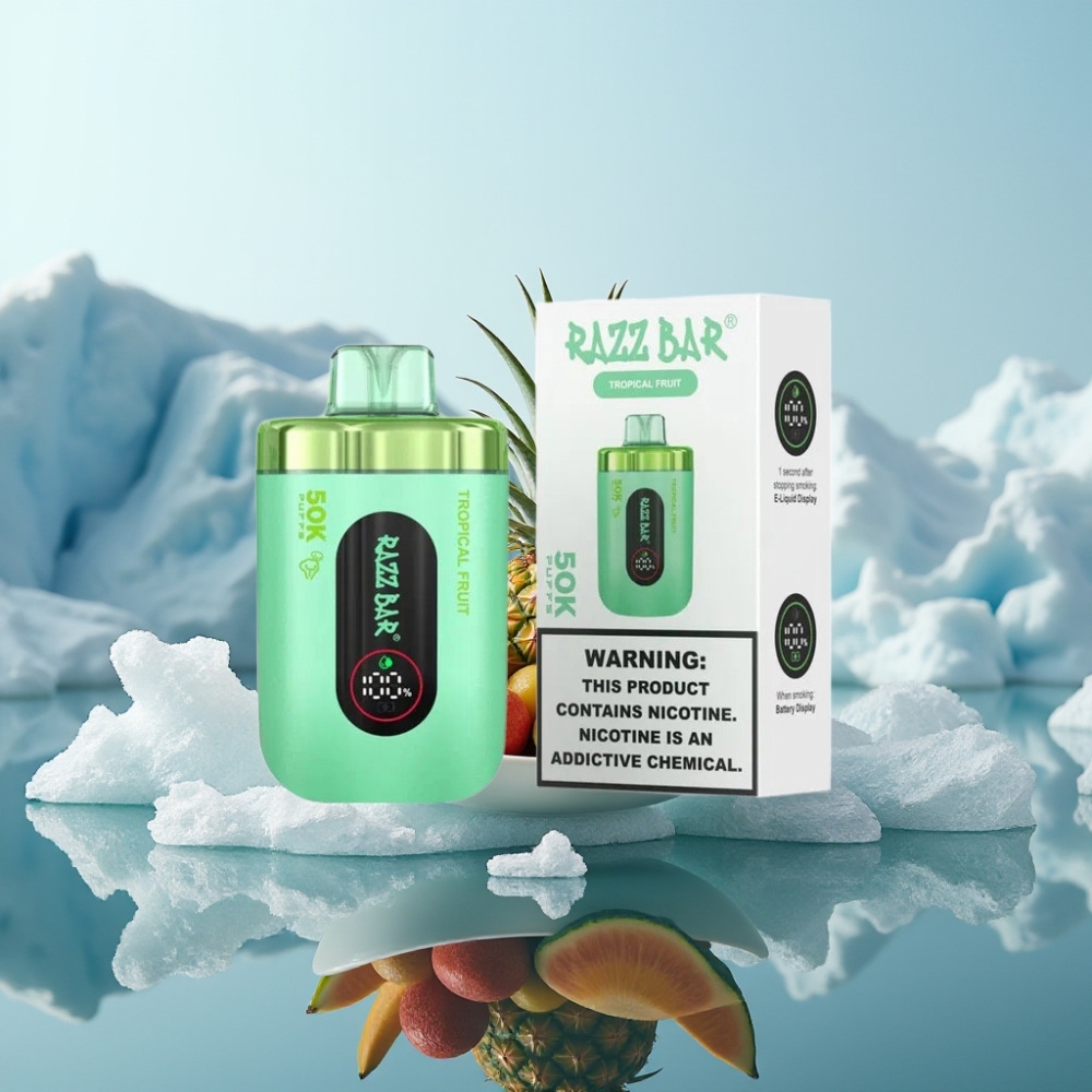 Razz Bar 50K Puffs Vienreizlietojamais Vape Tropiskie Augļi