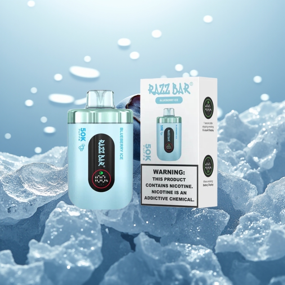 Razz Bar 50K Puffs Vienreizlietojamais Vape Zemenes Ledus