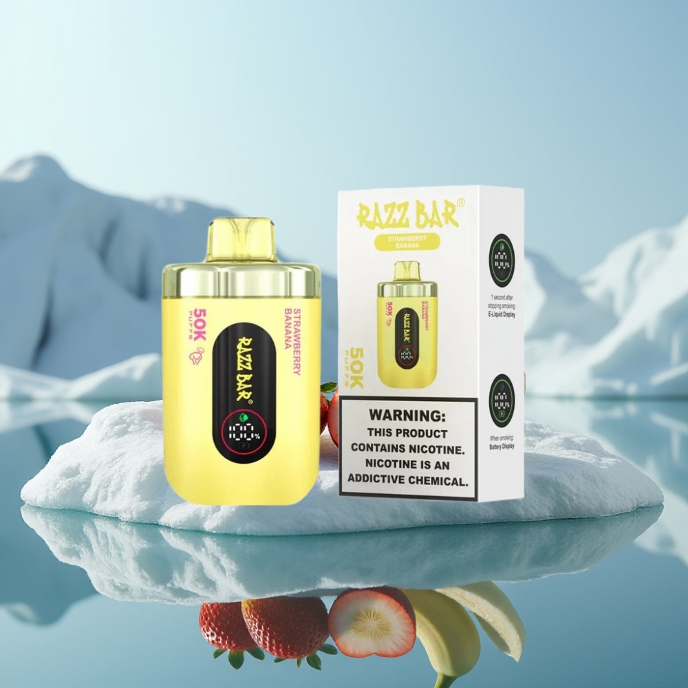 Razz Bar 50K Puffs Vienreizlietojamais Vape Zemeņu Banānu