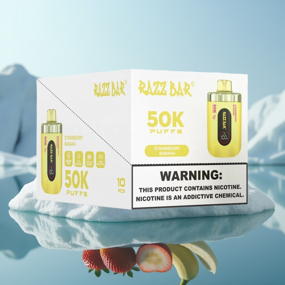 Razz Bar 50K Puffs Vienreizlietojamais Vape Zemeņu Banānu