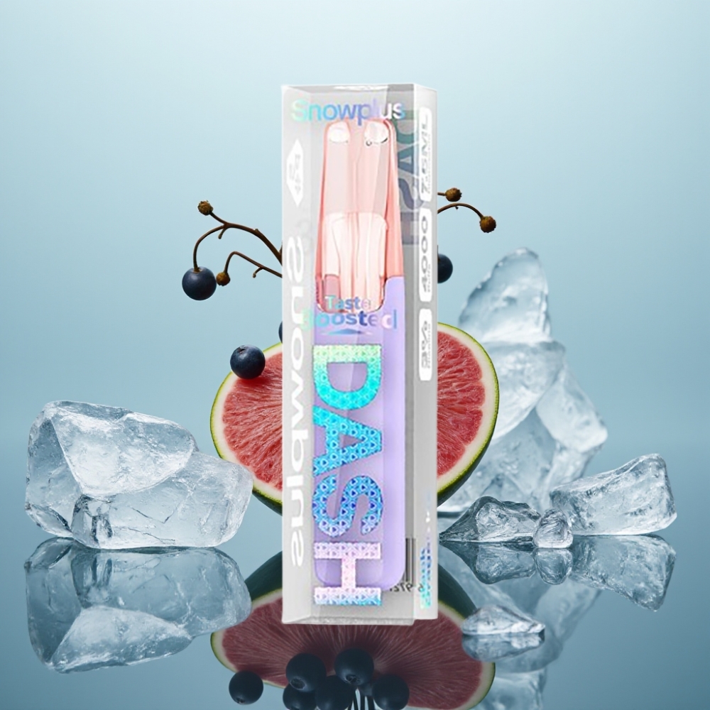Snowplus Dash 4000 Puffs Disposable Device Melnais Pūķa Ledus ar keramikas atomizeru un 75 ml e-šķidruma