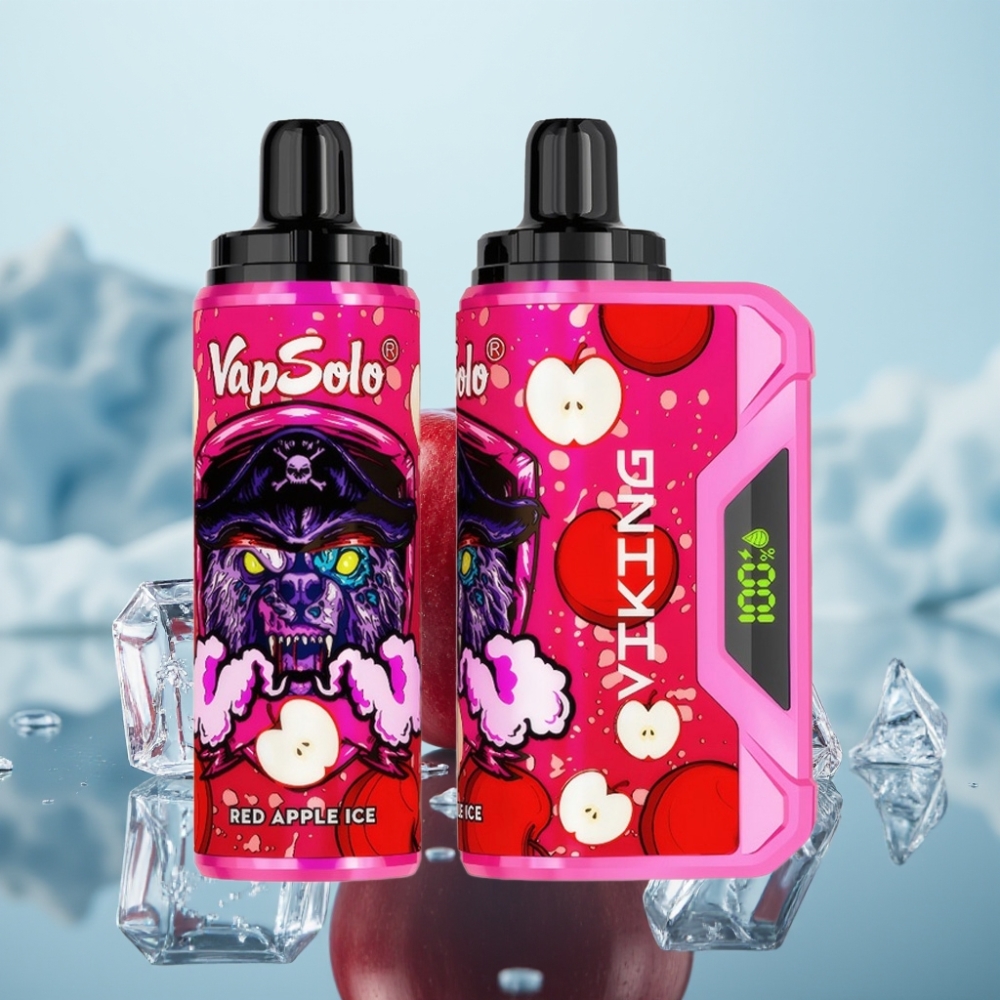 VapSolo VIKING 12000 Puffs Vienreizlietojamais Vape Sarkanā Ābolu Ledus 22ml