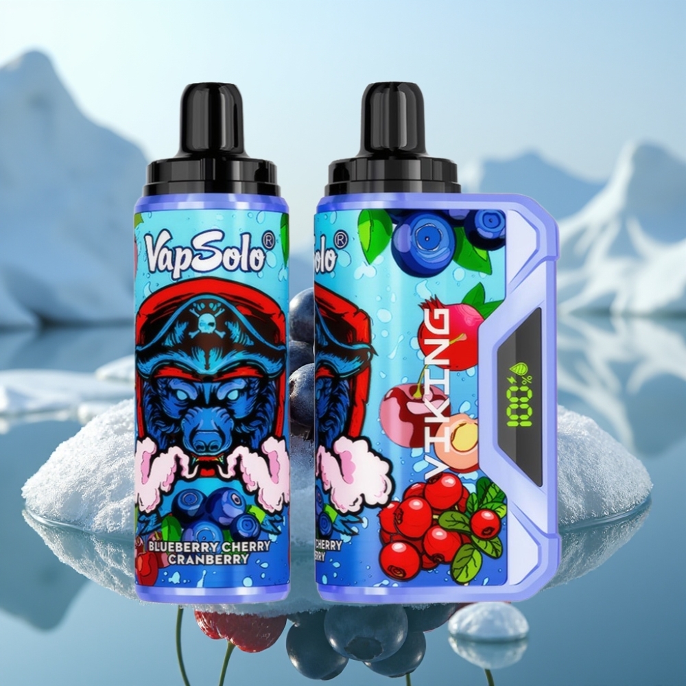 VapSolo VIKING 12000 Puffs Vienreizlietojamais Vape Zemenes Ķiršu Brūkleņu  22ml e-šķidrums