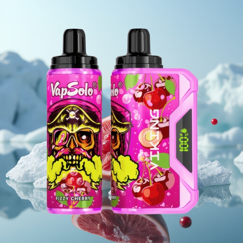 VapSolo VIKING 12000 Pūšu Izmetamais Veips Dzirkstošā Ķirše 22ml
