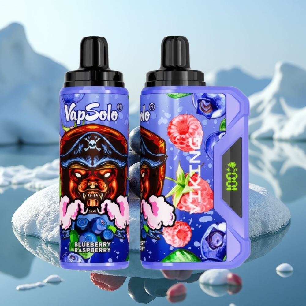 VapSolo VIKING 12000 Pūšu Izmēģinājuma Vape Zilāogu Aveņu  VapSolo VIKING 12000 Pūšu Izmēģinājuma Vape 22ml
