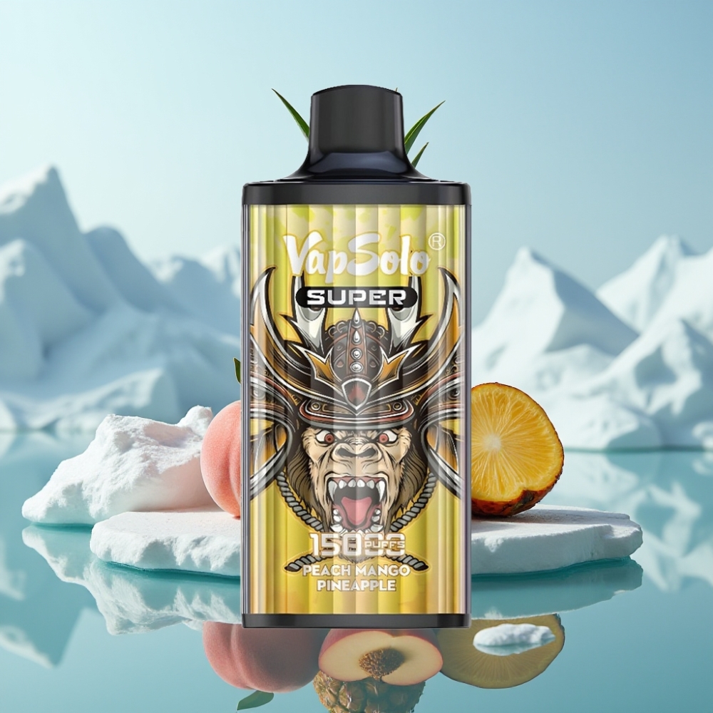 Vapsolo Super 15000 Puffs Izmetamais Veips Persiku Mango Ananāsu Garša 40ml 850mah