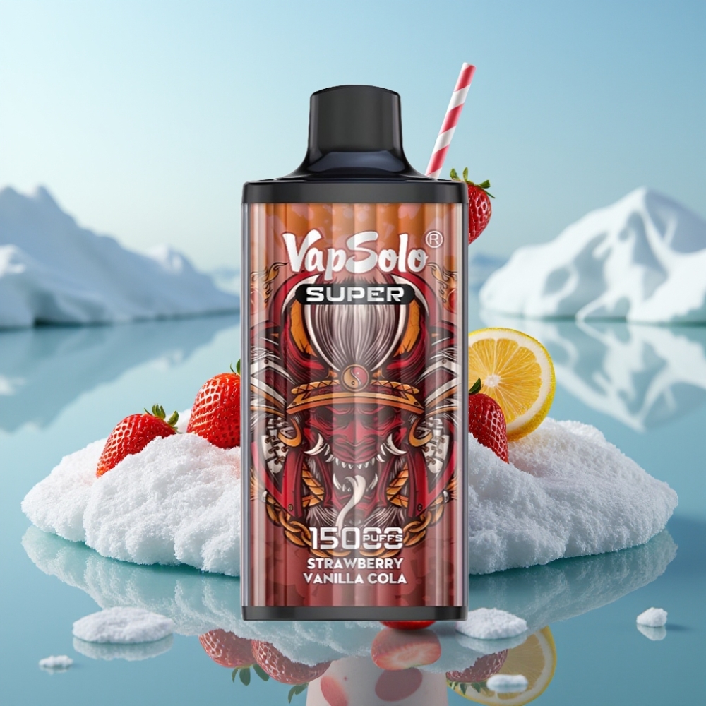Vapsolo Super 15000 Puffs Iznēmājamais Veips Zemeņu Vanillas Kola 40ml 850mAh
