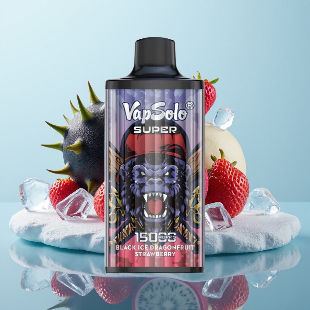 Vapsolo Super 15000 Puffs Vienreizlietojamais Vape Melnā Ledus Drachenaugļu Zemenes 40ml 850mAh