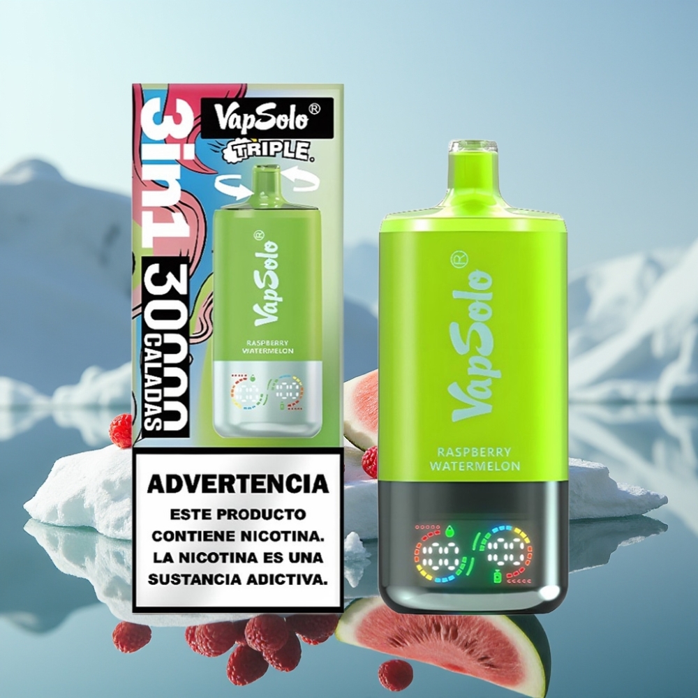 Vapsolo Triple 30000 Puffs Izmērāmais Vaps Avenu Arbūzs 40ml 20mg/ml