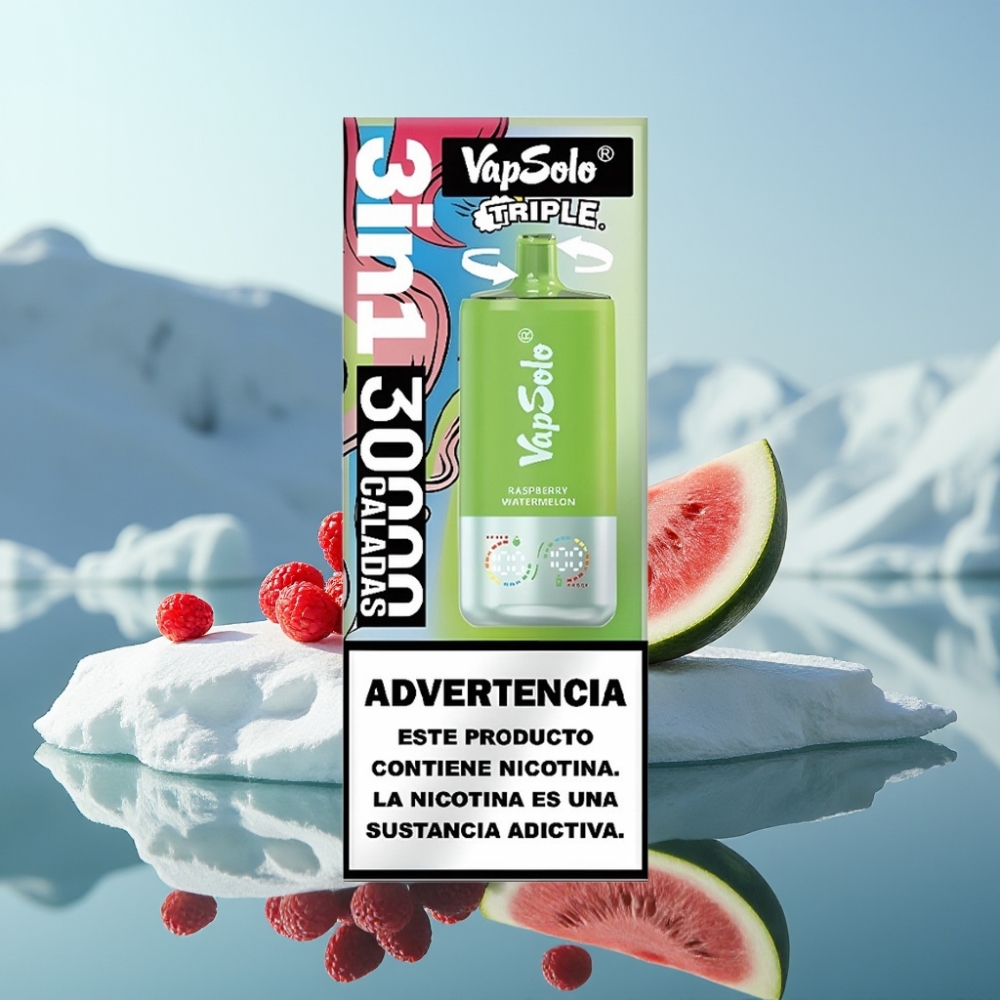 Vapsolo Triple 30000 Puffs Izmērāmais Vaps Avenu Arbūzs 40ml 20mg/ml