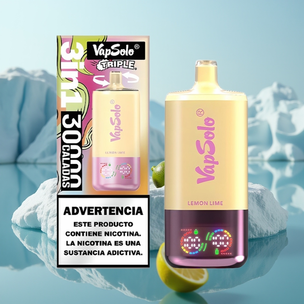 Vapsolo Triple 30000 Puffs Vienreizlietojamais Vape Citrons un Laima (40ml)