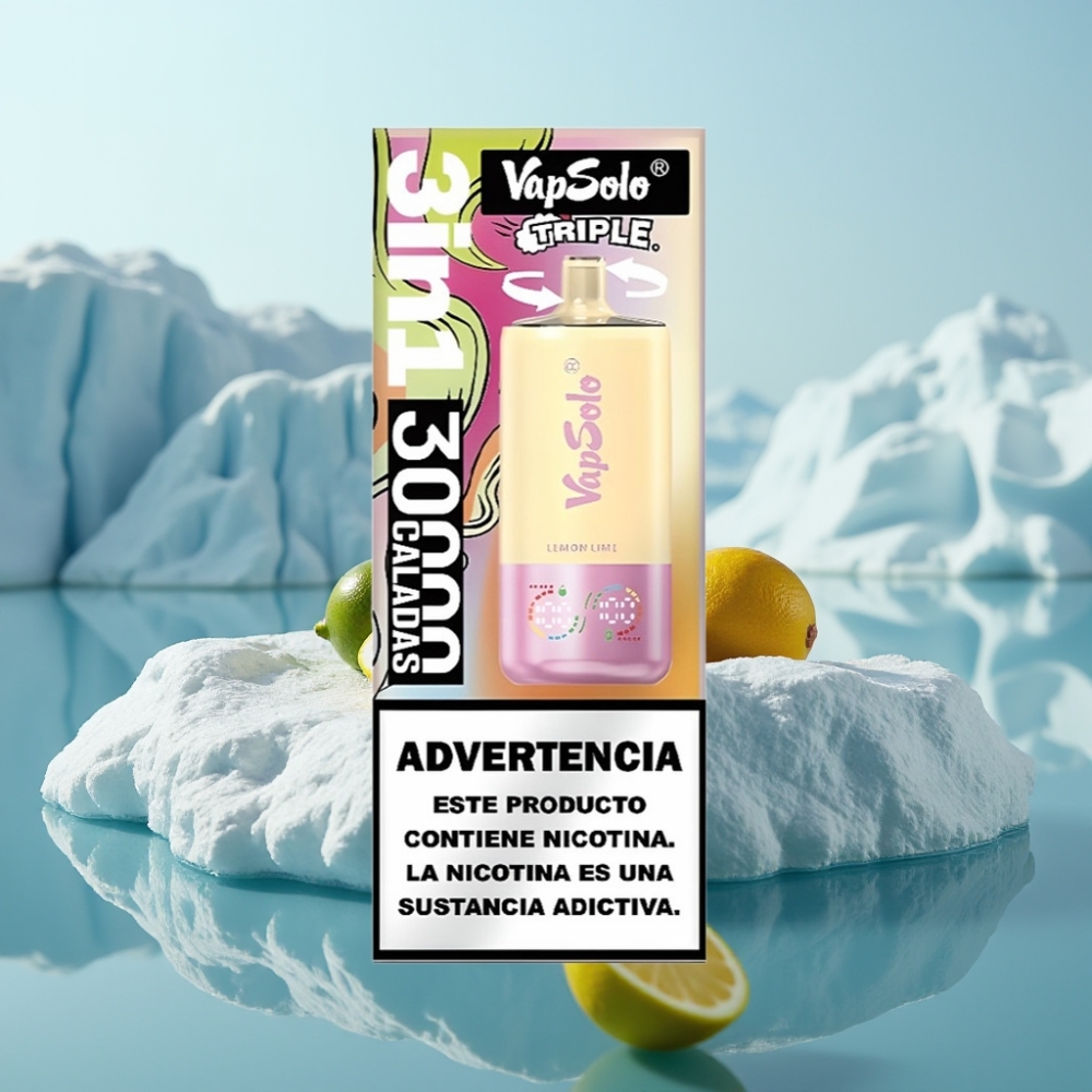 Vapsolo Triple 30000 Puffs Vienreizlietojamais Vape Citrons un Laima (40ml)