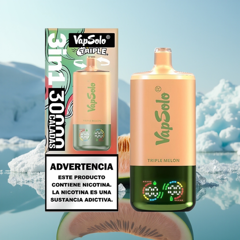Vapsolo Triple 30000 Puffs Vienreizlietojamais Vape Trīs Meloni 40ml 20 mg/ml