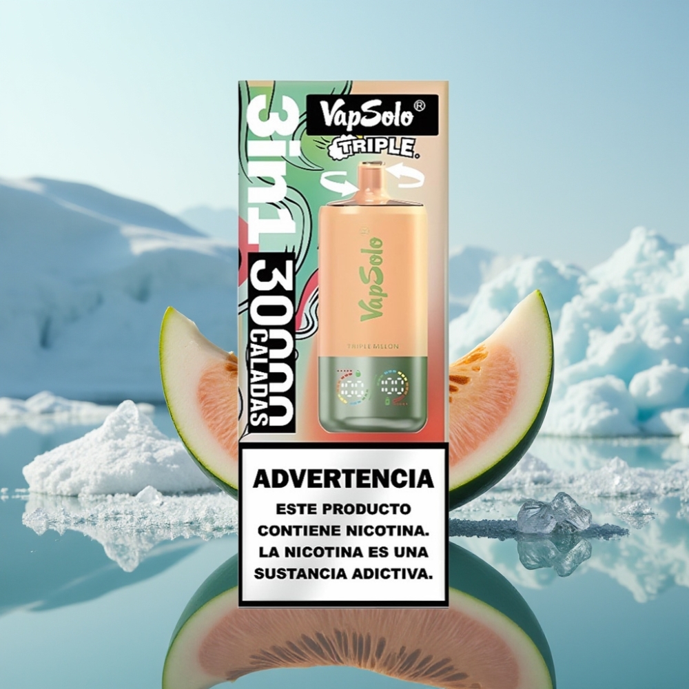Vapsolo Triple 30000 Puffs Vienreizlietojamais Vape Trīs Meloni 40ml 20 mg/ml