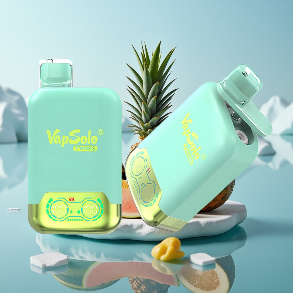 Vapsolo Twins 20000 Puffs Izmērītais Iztvaikošanas ierīce Trīs Melones  Ananāsu Kokosrieksts 40 ml