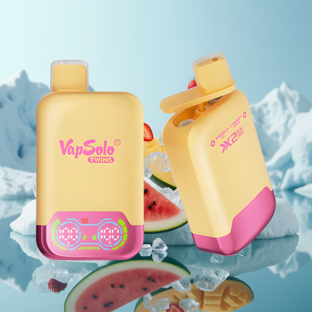 Vapsolo Twins 20000 Puffs Iznēmājamais Veips Arbūzu Ledus  Zemeņu Mango 40 ml 20mg/ml