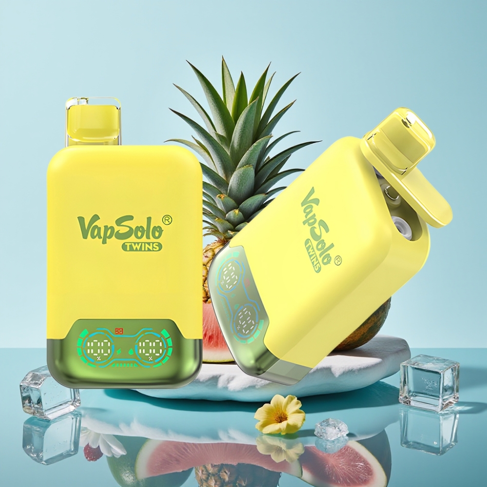 Vapsolo Twins 20000 Puffs Vienreizlietojamais Vape Ananāsu Kokosrieksts  Arbūzu Ledus 40 ml