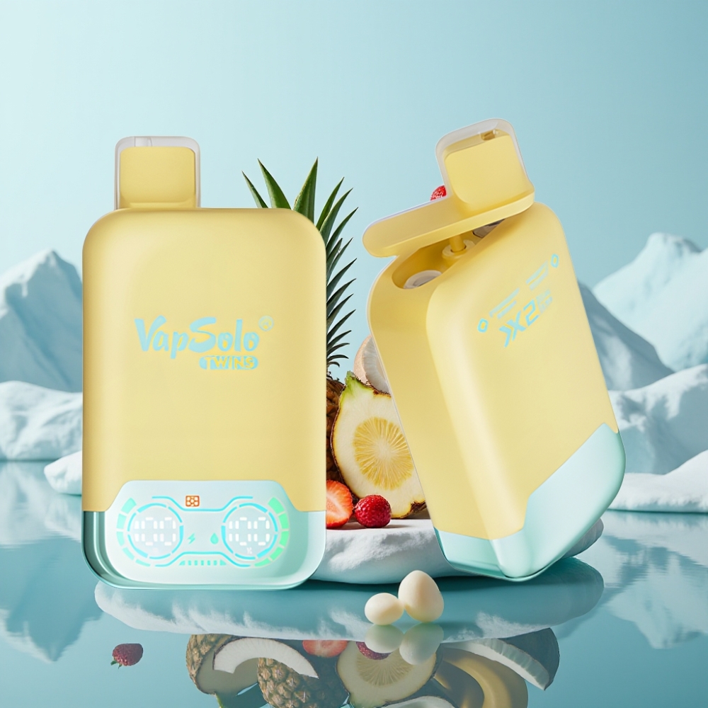 Vapsolo Twins 20000 Puffs Vienreizlietojamais Vape Ananāsu Kokosrieksts  Zemeņu Banāns 40 ml