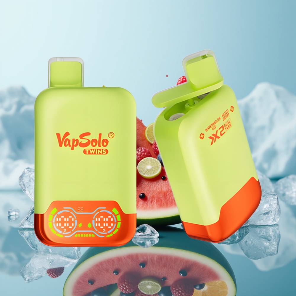 Vapsolo Twins 20000 Puffs Vienreizlietojamais Vape Arbūzu Ledus  Jauktas Ogās 40 ml