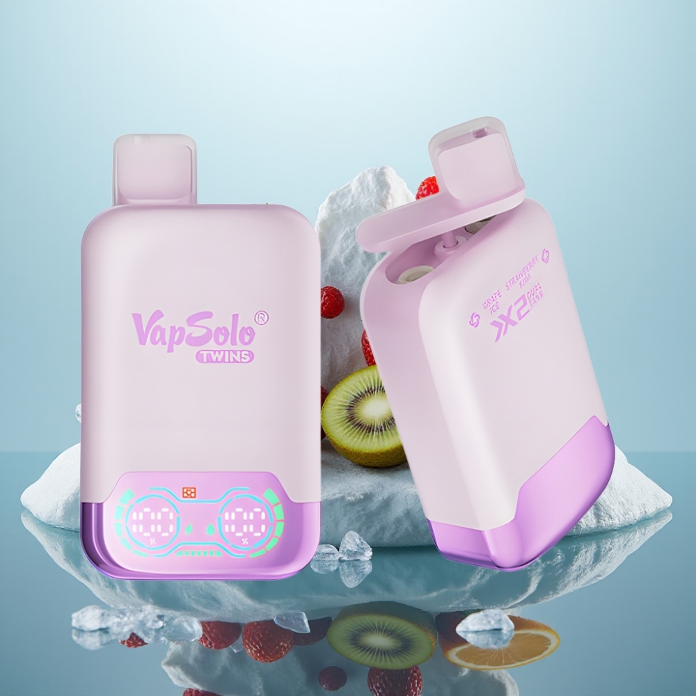 Vapsolo Twins 20000 Puffs Vienreizlietojamais Vape Vīnogu Ledus  Zemeņu Kiwi 40 ml